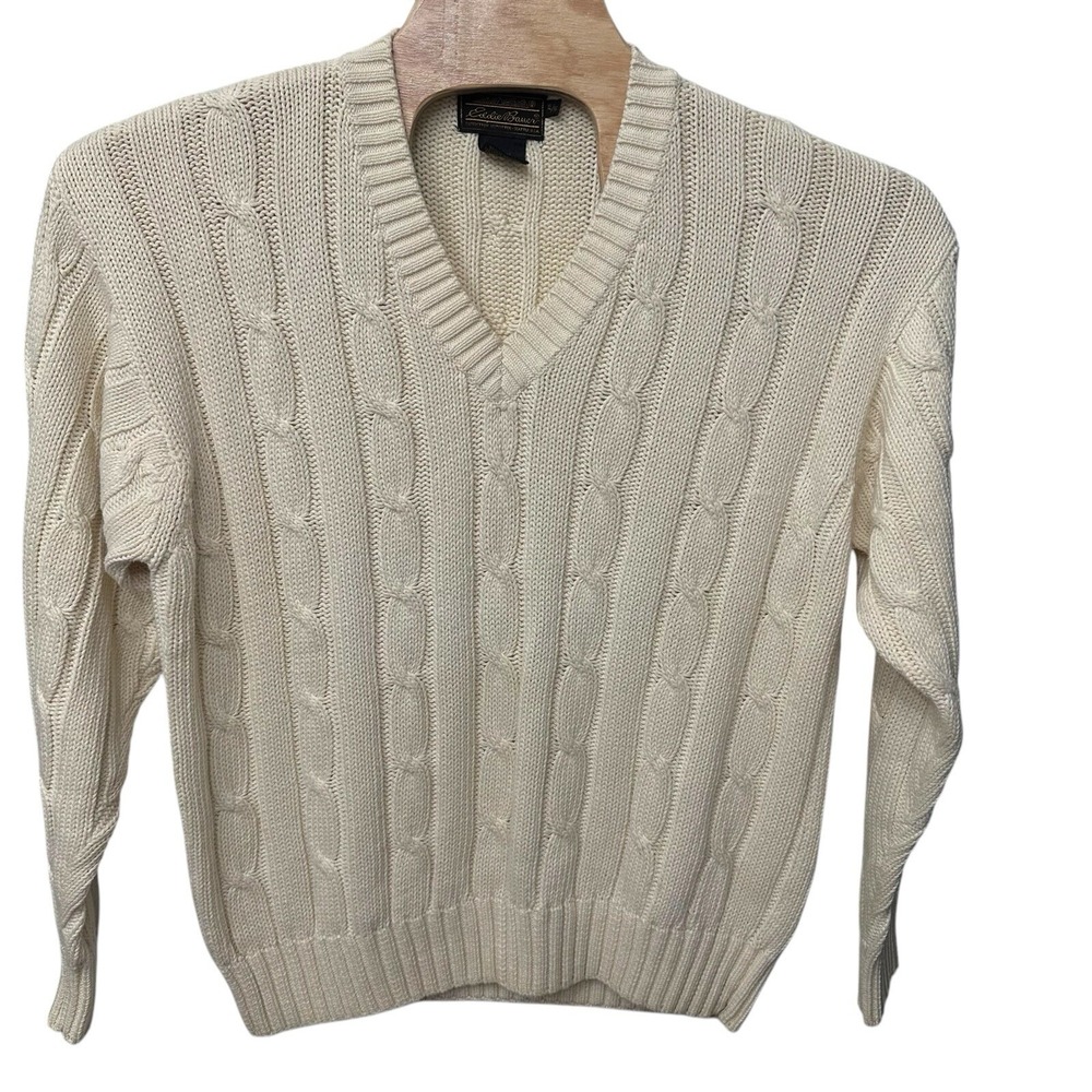 Vintage Eddie Bauer Cable Knit Cream Sweater Size Women's Size X-Large XL